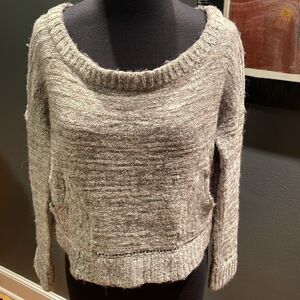 Free People gray nubby alpaca/wool/ cotton/acrylic/nylon crop sweater. XS.
